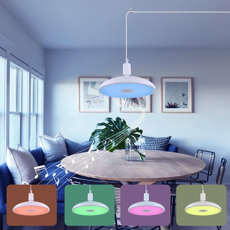 HOREVO Upgrade Plug in Pendant Light with Bluetooth Speaker &