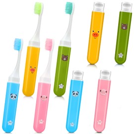 CHENGU 8 Pack Soft Travel Toothbrushes Mini Portable Toothbrush with Case Camping Pocket Toothbrush for Home School Business Trip Hiking, 4 Colors