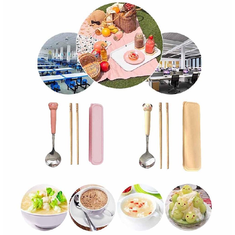 Cutlery Set, Chopsticks, Spoon, Storage Case, 3-piece Set, Chopsticks, Animal