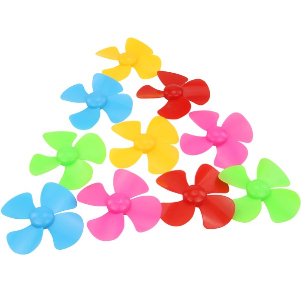 EKIND 10 Pcs Propeller 80mm Props 4-Blade Propeller 2mm Shaft for Fan Leaves Ship Model RC Aircraft Boat DIY Airplane Science and Education Toys (5 Color)