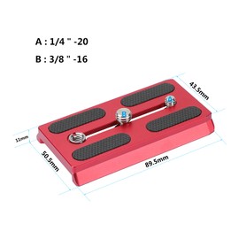 CAMVATE Camera Quick Release Plate with 1/4 Inch & 3/8 Inch Thread Compatible with Manfrotto 577/501/504/701 Tripod (Red)