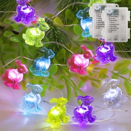 Easter String Lights, 50LED 16FT Each Colorful Bunny Decorative Fairy Lights Battery Operated, Rabbit Shaped Lights Indoor Outdoor, 8 Lighting Modes & Timer, Waterproof for Easter Party Home, 2 Pack