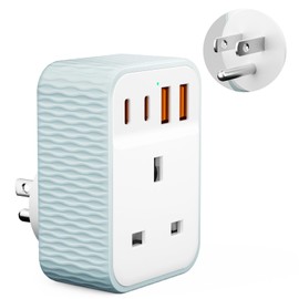 UK to US Plug Adaptor, 5 in 1 USA Travel Adapter with 2 USB A Ports & 2 USB C Ports(5V/3.4A), American to UK Plug Adapter, Plug Adapter from UK to USA for US Canada Mexico Colombia Thailand(Type B)