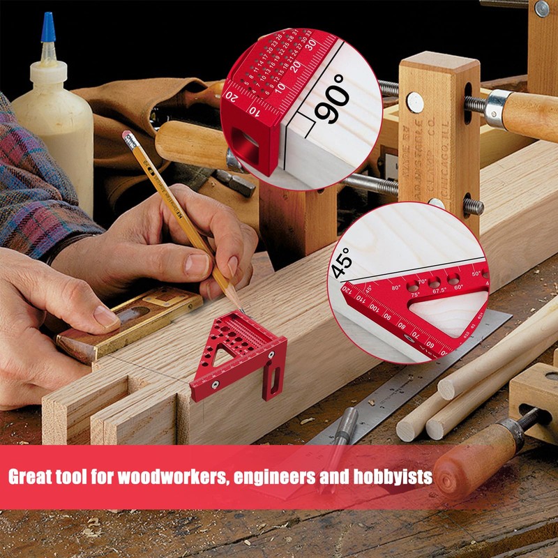 3D Mitre Angle, 3D Carpenter's Angle Measuring Tools, 22.5-90° Combination