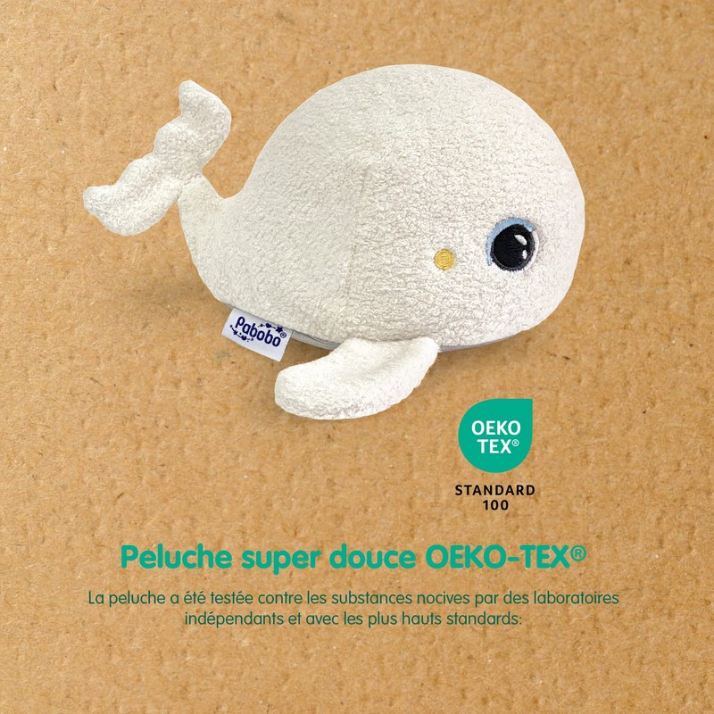 Pabobo Béluga Plush Sleeping Night Light, Multi-Colour and Lullaby and