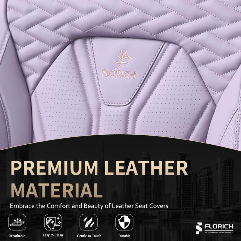 FLORICH FLORICH Leather Car Seat Covers Full Set, Purple Car