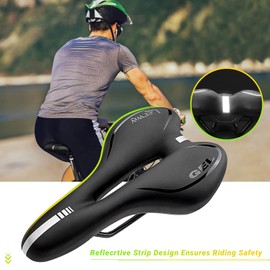 LERWAY Mountain Bike Saddle,Comfortable Bike Seat,Gel Bicycle Saddle,Waterproof Black Memory Sponge Cycling Seat,Breathable PU Leather Cycling Saddle