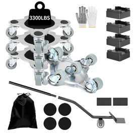 Furniture Dolly, Carbon Steel Panel Furniture Movers with 5 Wheels, Locking 360° Swivel Rubber Casters, Furniture Lifter, Heavy Duty Furniture Sliders, Dolly Kit for Moving Furniture, 3300LBS