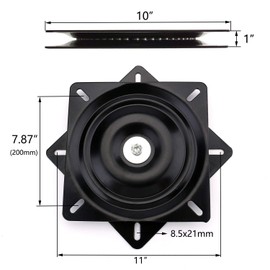 AAGUT 10" Swivel Plate Heavy Duty Bar Stool Replacement for Recliner Chair & Boat Seat Square Swivel Turntable Swivel Steel Cabinet Mechanism Base