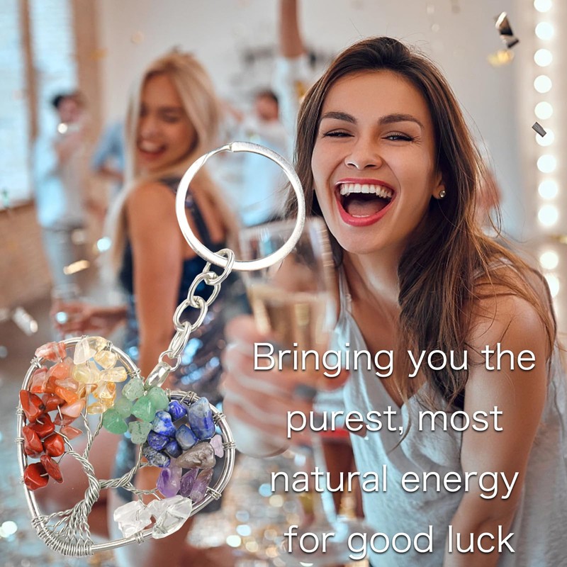 Keyrings for Women, Tree of Life Crystal Key Ring Healing