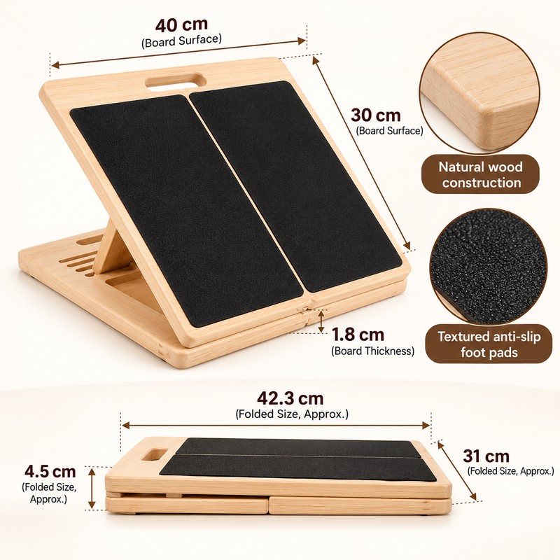 Adjustable Wooden Slant Board for Calf Stretching, Squats and Ankle
