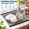 Roll-Up Stainless Steel Sink Drying Rack for Kitchen Counter Space