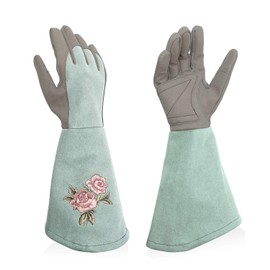 Intra-FIT Rose Pruning Gloves Thorn Proof, Embroidery Leather Gardening Gloves with Extra Long Forearm Protection