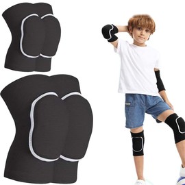 1 Par Rodilleras y Coderas Deportivas para Niño, Protector de Rodillas para Gym, Antideslizante Rodilleras Deportivas para Basketball Niños de Diseño Antisísmico de Esponja, para Juegos Pelota