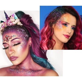 Go Ho Purple Body Glitter Stick,Rave Festival Glitter Makeup,Rotating Mermaid Face Glitter Stick,Holographic Glitter for Face/Body/Hair/Eye,Sparkling Face Glitter Makeup Body Glitter for Women