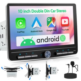 cogamichi Double Din Car Stereo: 10 Inch Android Double Din Car Radio Touch Floating Screen Compatible with Apple Carplay Android Auto, 2Din Head Unit Car Audio Receiver with AM/FM, GPS Navi, SWC, MIC