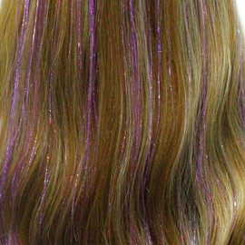 Clip in Hair Tinsel 20 Inch Colorful Hair Tinsel Pack of 12Pcs Glitter Tinsel Hair Extensions Tinsel Fairy Hair Party Dazzle Hair Accessories Strands Kit for Women Girls Kids(Purple)