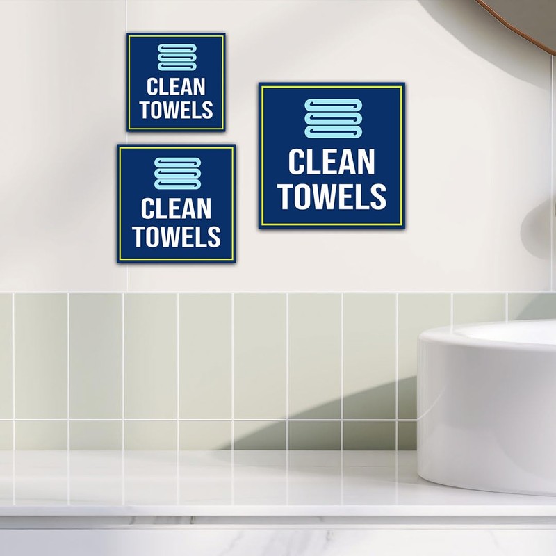 Square Plus Clean Towels Wall or Door Sign | Gym