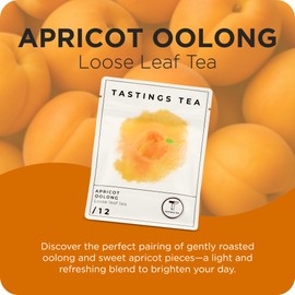 Tastings Tea Apricot Oolong Loose Leaf, 2.55 oz | Smooth & Juicy Blend from Fujian Province China | Medium Caffeine | Naturally Sweet & Elevating | Small Batch & Sustainably Sourced | Resealable Pouch