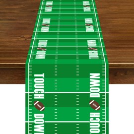 6 Pcs Plastic American Football Court Table Runners, Football Birthday Party Decoration Touch Down Tables Runner Centerpieces Decor for Game Day Boy Men Birthday Supplies, 14in x 108in