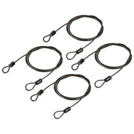 TOP-VIGOR 4Pcs Security Steel Cable, 2.5mm x 1m / 3.28ft Coated Safety Wire Rope Double Loop Flexible Security Cable Lock for Outdoor Travel Luggage Bike, Black