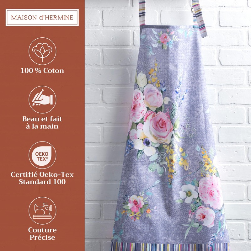 Maison d'Hermine 100% Cotton 1-Piece Kitchen Apron with Adjustable Neck