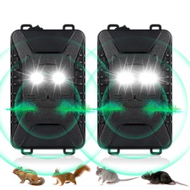 Car Rodent Repeller Under Hood Rodent Repellent Ultrasonic Battery Operated Rat Deterrent for Car Engine Mouse Deterrent with Flashing Lights,Keep Rodents Mice Out of Garage Outdoors Indoors,2 Pcs