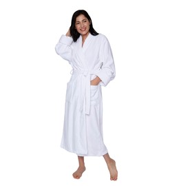 Mansfield, Unisex Classic Terry Velour Shawl Collar Spa Robe, White, 2X