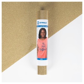 Stahls' CAD-Cut Glitter FlakeHTV Heat Transfer Vinyl for Cotton, Polyester, Tri-Blends Lab-Tested for 50+ Washes, Compatible with All Cutters. Easy to Cut & Weed, Iron on Vinyl (Hologram Gold)