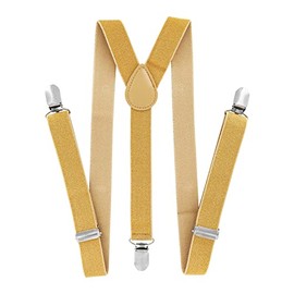 axy Children's Boys Braces Y Shape Wide 2.5 cm with 3 Strong Clips Can be Combined with Bow Tie - Plain Colours, Gold (with glitter threads)