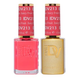 DAISY DND DND Diva Gel Polish Set, First Class Collection, UV/LED Gel Polish and Air Dry Nail Lacquer, Matching Chip-Free Polish Duo, 213 Juicy Fruit, 0.5 Fl Oz