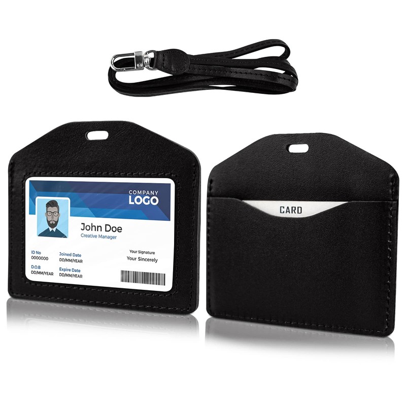 boshiho ID Card Holder, Genuine Leather, Clip, Horizontal Pass Case,