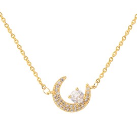 Mycitta CZ Pendant Necklace for Girls - 14k White Gold/Yellow Gold Plated Cubic Zirconia Crystal Rhinestone Lovely Good Luck Necklace Charm for Women Birthday Gift, Cristal, circonita