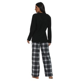 U2SKIIN Womens Pajama Sets, Plaid Pajamas for Women Long Sleeve Sleepwear Soft Pj Lounge Sets with Pockets Fleece Nightwear(Black/White-Black Plaid, M)