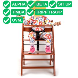 High Chair 3-Point Harness System, 1 Set, Compatible with Hauck Alpha Beta, Stokke Tripp Trapp, Roba, etc. in Black, with Crotch Strap, Adjustable Children's High Chair Safety Belt, High Chair Strap 3