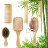 6pcs Peines de Madera Bambu, Cepillos para Cabello de Almohadilla