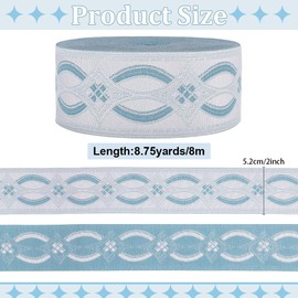 CRAFTYMELODY 9 Yards Jacquard Ribbon Trim Rhombus Pattern Polyester Ribbon Light Green 2 inch Wide Geometric Woven Ethnic Style Embroidery Trim for Sewing Crafts Handmade Bag Belts Clothing Decoration