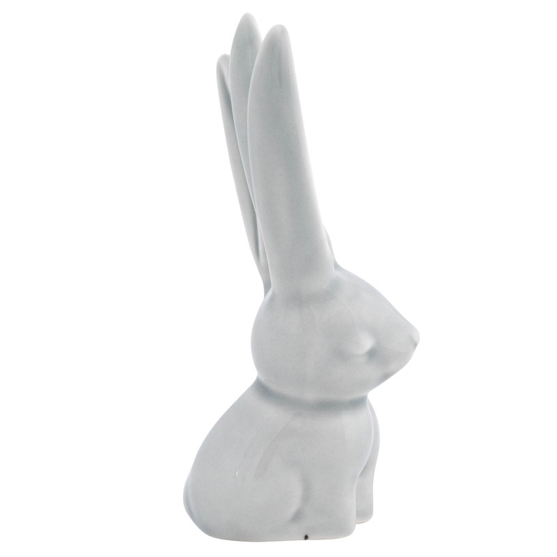 Creative Co-Op Decorative Ceramic Bunny Rabbit Figurine, Gray Ring Holder,