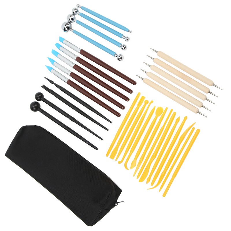 Clay Sculpting Tools Kit 33pcs Ball Stick Silicone Pen Portable