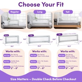 ComfyBumpy 1-Pack Bed Rail for Toddlers 55.5" L x 23.5" H | Extra Tall Toddler Bed Rails for Twin, Full, Queen & King Mattress Size | Swing Down Rail Guard | Mattress Side Rail for Kids | White