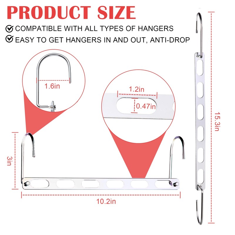 NAKBINX 8 Pack Hangers Space Saving, Collapsible Metal Hangers Closet
