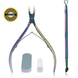 Pingispower Cuticle Cutter with Cuticle Pusher, Professional Stainless Steel Cuticle Clipper Remover and Cutter, Durable Nail Manicure Tool Set for Fingernails and Toenails