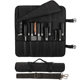 Chef Knife Roll Bag,Waxed Canvas chef bag with 18 Slots Cutlery Knives Holders Protectors,Portable Knife Bags for Chefs Professional,Case Storage Pouch,Camping and Hold Home Kitchen Knife Tools