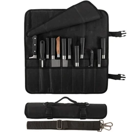 Chef Knife Roll Bag,Waxed Canvas chef bag with 18 Slots Cutlery Knives Holders Protectors,Portable Knife Bags for Chefs Professional,Case Storage Pouch,Camping and Hold Home Kitchen Knife Tools