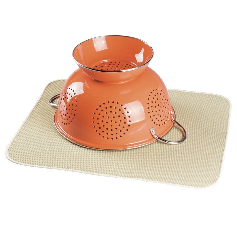 InterDesign iDry Large Kitchen Countertop Absorbent Dish Drying Mat, Wheat/Ivory