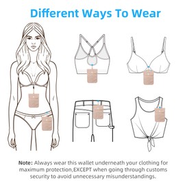 lapinchen Hidden Bra Wallet, Travel Neck Pouch & Secert Money Pocket for Woman to Keep Valuables Safe for Secure Travel with Adjustable, Elastic Strap(Fleshcolor)