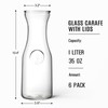 Set of 6 Glass Carafe with Lid, 1 Liter Beverage
