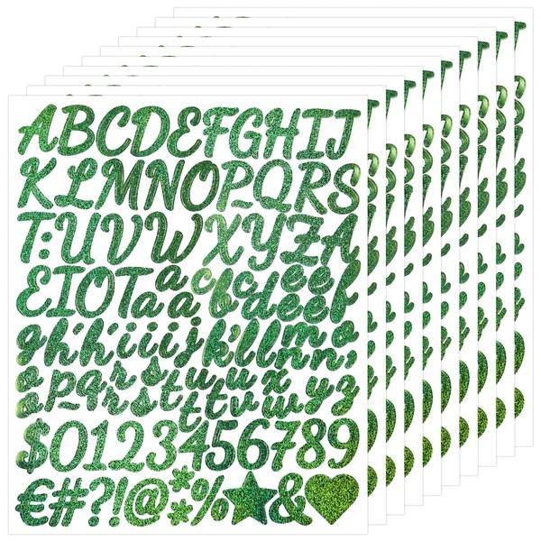 BINLINHONGO 1040 Small Glitter Alphabet Number Stickers,10 Sheets 1 Inch