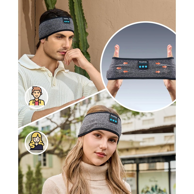 Perytong Headphones for Sleeping, Sleep Headphones Bluetooth Headband, Noise Cancelling