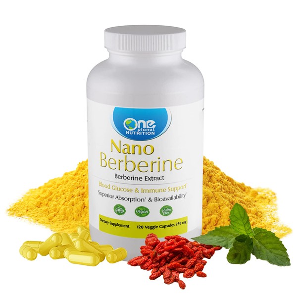 Nano Berberine Supplements - Berberine Extract from Berberis & Other Plant, Supplements for Absorption & Bioavailability, Non-GMO, 120 Veggie Capsules, 250 mg